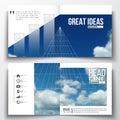 Set of annual report business templates for brochure, magazine, flyer or booklet. Beautiful blue sky, abstract geometric Royalty Free Stock Photo
