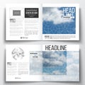 Set of annual report business templates for brochure, magazine, flyer or booklet. Beautiful blue sky, abstract geometric Royalty Free Stock Photo