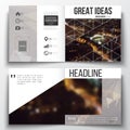Set of annual report business templates for brochure, magazine, flyer or booklet. Dark polygonal background, blurred Royalty Free Stock Photo