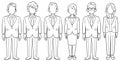 Set of 6 anonymous business persons men and women without poses