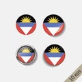 Set of ANTIGUA AND BARBUDA flags round badges. Royalty Free Stock Photo