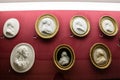 Set of antique cameos of men in wigs Royalty Free Stock Photo