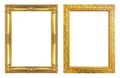 Set 2 - Antique golden frame isolated on white background, clipping path Royalty Free Stock Photo