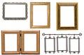 Set of antique metal and wooden picture frame Royalty Free Stock Photo