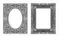 Set 2 - Antique picture gray frame isolated on white background, clipping path Royalty Free Stock Photo