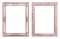 Set 2 - Antique pink frame isolated on white background, clipping path