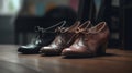 Set of antique shoes. Al generated Royalty Free Stock Photo