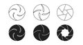 Set of aperture blades in outline and solid styles Royalty Free Stock Photo