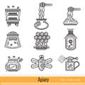 Set of apiary roduct outline web line icons isolated