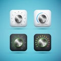 Set of app icon with music volume control knob Royalty Free Stock Photo
