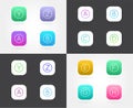 Set of App Icon Templates with Guidelines. Vector Fresh Colour