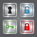 Set app icons, metallic lock buttons collection. Royalty Free Stock Photo