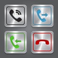 Set app icons, metallic phone buttons.