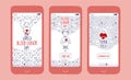 App templates set for World Blood Donor Day. Doodle donation and volunteer landing page. Concept illustration. Vector. Royalty Free Stock Photo