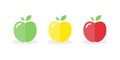 Set: apple icons. Green, red and yellow bright colors. Vector illustration, flat and minimal style Royalty Free Stock Photo