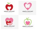 Set of Apple Love logo design vector template, Fruits Apple icon symbol Royalty Free Stock Photo