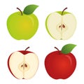 Whole apple and half of apple set