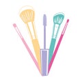 Set of applicators and eyelashes make up brushes accessories Royalty Free Stock Photo