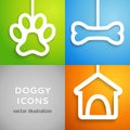 Set of applique doggy icons. Vector illustration Royalty Free Stock Photo