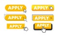 Set of Apply button. Hand pointer clicking. Apply web buttons Royalty Free Stock Photo