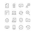 Set of approve and check icons, tick, choice, shield, document, folder. Royalty Free Stock Photo