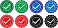 Set of Approved Check Mark Badges in Multiple Colors Royalty Free Stock Photo