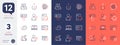Set of Approved documentation, Fast delivery and Strategy line icons. For design. Vector