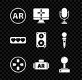 Set Ar, augmented reality, Computer monitor, Microphone, Gamepad, Joystick for arcade machine, Like and heart and Stereo