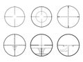 Set of AR crosshair scopes. Military sniper rifle target crosshairs