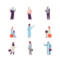 Set arab business people different clothes gestures concept man woman cartoon character silhouette collection full