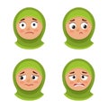 Set of arab girl with hijab upset face expression isolated on white