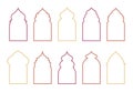 Set of arab islamic frames. Oriental arabesque windows or doors arch for arabic decoration. Ramadan kareem silhouette