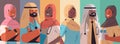 set arabic doctors avatars arab men women wearing hijabs medical workers collection medicine healthcare