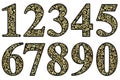 Set arabic numerals, decorated with vintage golden pattern