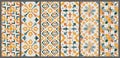 Set arabic oriental ornamental floral geometric arabesque seamless pattern