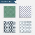 Set of Arabic vector pattern, repeating linear abstract stars , cross, flower, flora, leaves, square and diamond shape