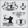 Set of archery sports emblems, labels and design elements.