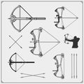 Set of archery sports emblems, labels and design elements.