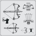 Set of archery sports emblems, labels and design elements. Royalty Free Stock Photo