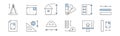 Set architect doodle icons, building project signs