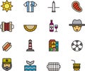 Set of Argentina related icons Royalty Free Stock Photo