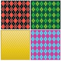 Set of Argyle pattern red and black. green yellow.pink and blue Royalty Free Stock Photo