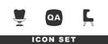 Set Armchair, Question and Answer and icon. Vector