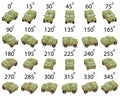 A set of 24 armored cars from different angles. Royalty Free Stock Photo