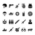 Set of Army Icons Glyph Style