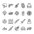 Set of army outline icon style Royalty Free Stock Photo