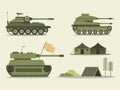 Set of Army transport Combat Vehicles collection with tanks military vehicles,Equipment for the war,Vector illustrations.