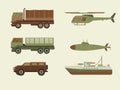 Set of Army transport Combat Vehicles collection with tanks military vehicles,Equipment for the war ,Vector illustrations.