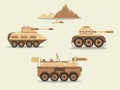 Set of Army transport Combat Vehicles collection with tanks military vehicles,Equipment for the war,Vector illustrations.