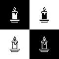 Set Aroma candle icon isolated on black and white background. Vector Royalty Free Stock Photo